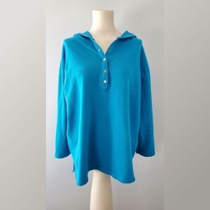 Woman Within Turquoise Hooded Sweatshirt